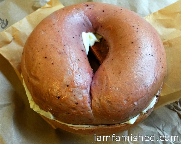 Blueberry bagel with cream cheese